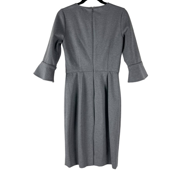 EUC J. Crew Womens 4 Tall Ponte Sheath Dress, Gray, 3/4 Bell Sleeve - Picture 3 of 7